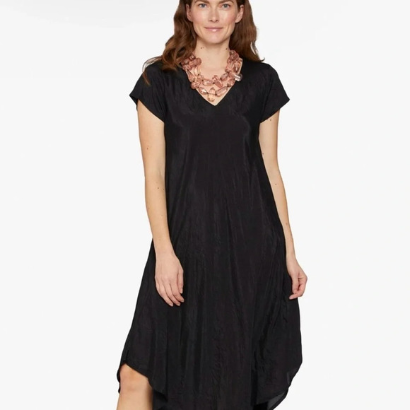 Masai Copenhagen Nebili Black Viscose V- Neck Midi Dress - Picture 2 of 6